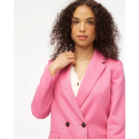 J. Crew Factory Drapey Twill Double-Breasted Blazer - Picture 2 of 10